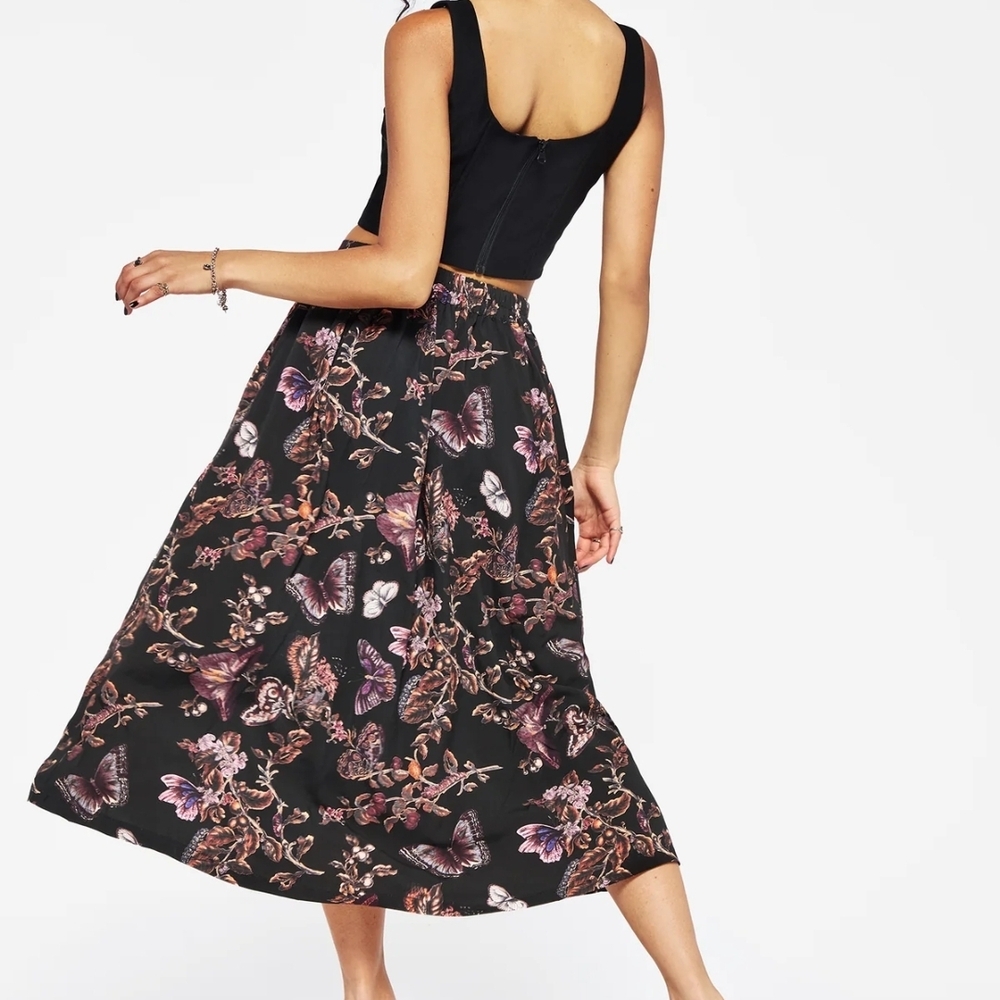 Disturbia Black and Purple Floral A-Line Skirt - Picture 3 of 5